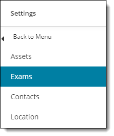 Site Manager Exams menu.